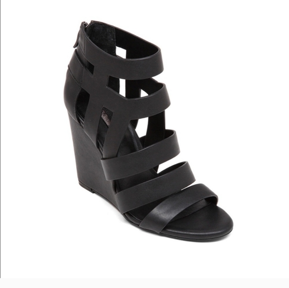 BCBC Generation Cages Wedge Sandals  Size 7 Black - Picture 2 of 9
